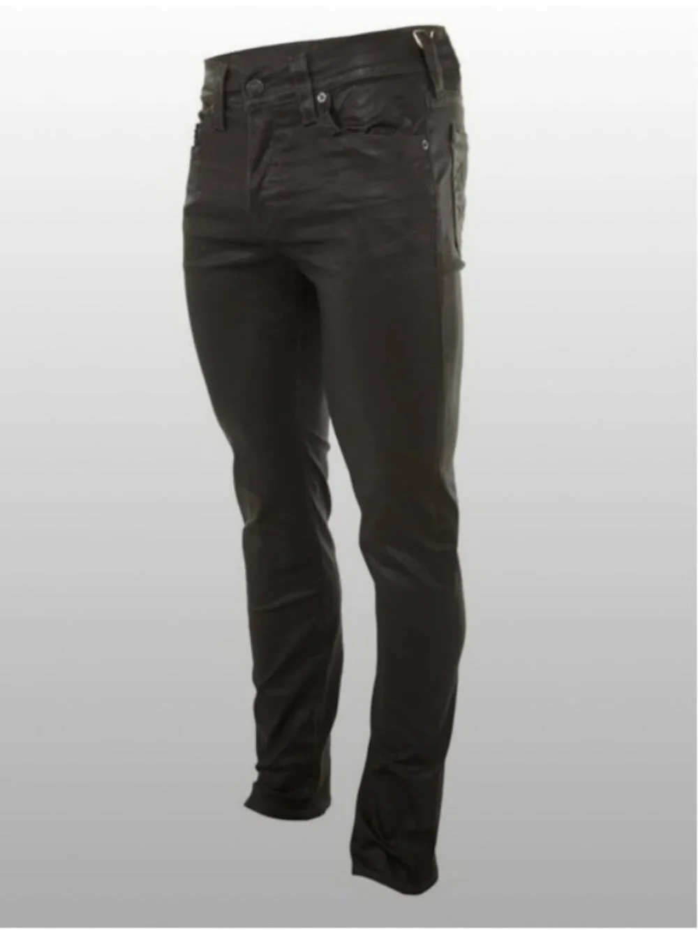 NWT True Religion Dean Relaxed Tapered Cut Leatherlike Pant Black Size 38